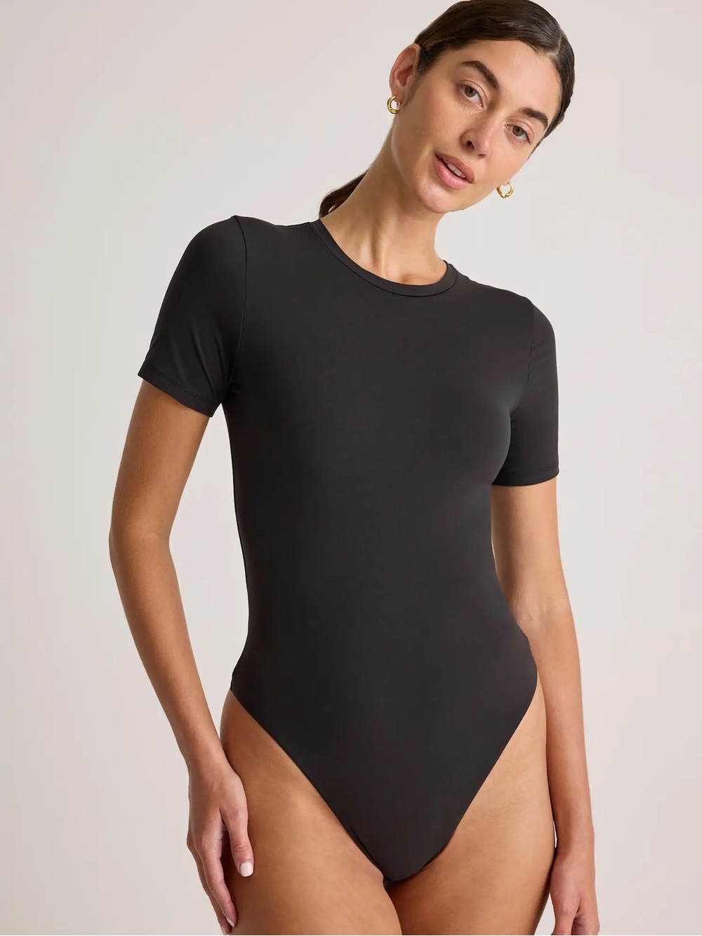 NWT Quince Second Skin T-Shirt Bodysuit black medium - Picture 2 of 9